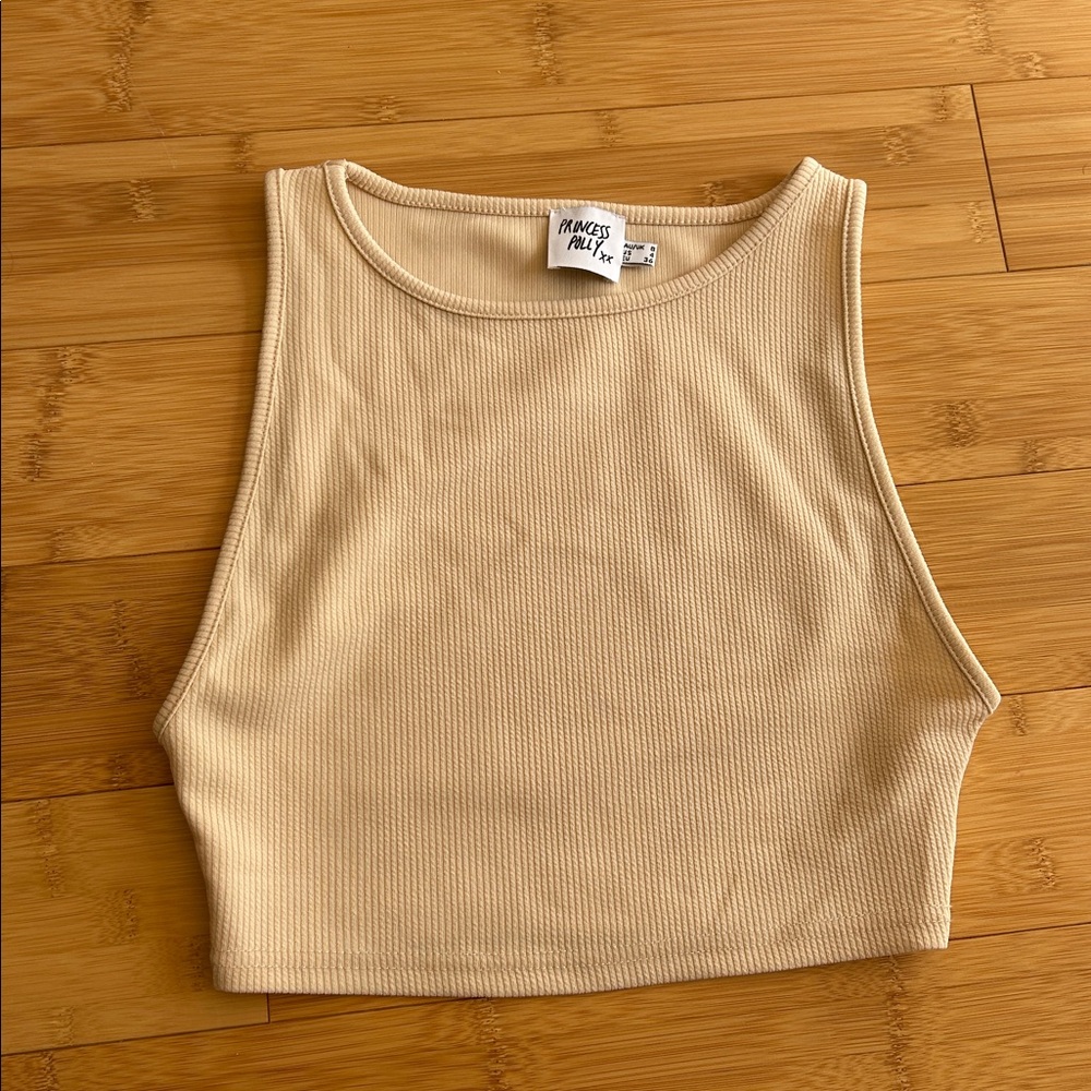 Princess Polly Tan Ribbed Crop Top